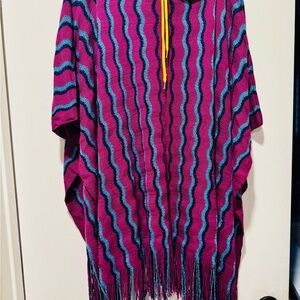 M Missoni Striped Poncho with Fringe